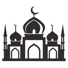 Elegant mosque silhouette vector line art illustration