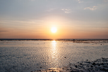 warm sunset on the beach