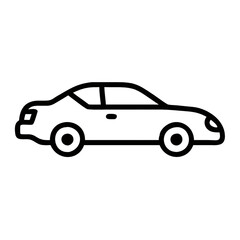 Fototapeta premium A line drawing of a sedan-style car with a sloped roofline, longer body, and circular wheels. The design emphasizes a streamlined, aerodynamic look, on a transparent background
