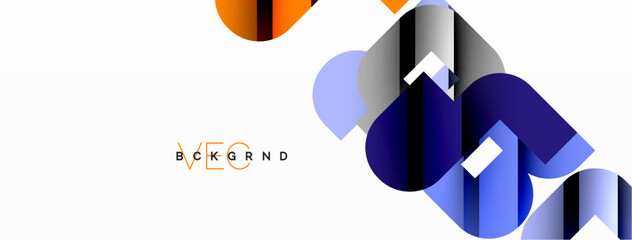 Abstract background. Colorful geometric curve shapes with black shadow lines effects