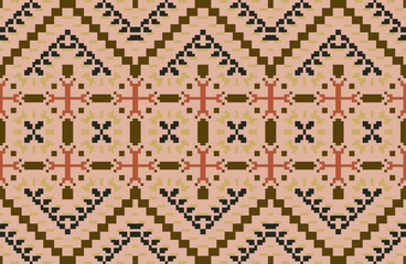 Classic Geometric Ethnic Pattern Designfolk Embroidery, Aztec Geometric Ornament Print. Design for Carpet, Wallpaper, Clothing, Wrapping, Fabric