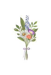 Watercolor Flower bouquet - birth flower - floral bouquet 