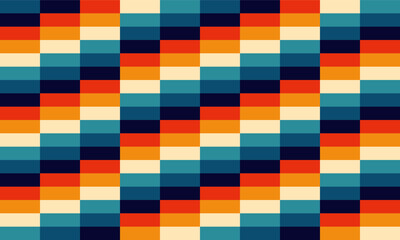 70's year themes color grid repeat pattern, replete image design for fabric pattern or wallpaper, step stair
