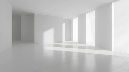 Fototapeta premium A large, empty room with white walls and a white floor