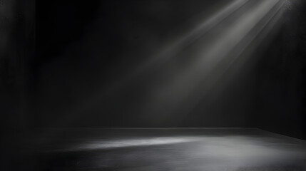 Obraz premium A dark room with a light shining on the floor