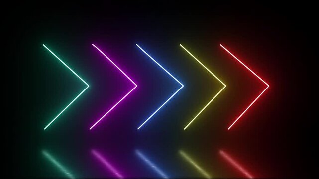 Directional arrow loop, direction neon arrow line loop animation