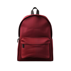 Simple Red Backpack With Black Straps On A White Background
