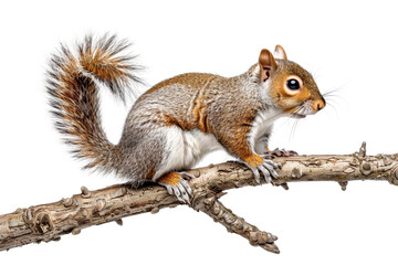 Obraz premium squirrel perched on a branch, set against a transparent background