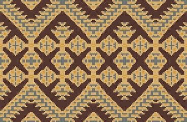 Ethnic Decoration Watercolor Ikat Patternfolk Embroidery, Aztec Geometric Ornament Print. Design for Carpet, Wallpaper, Clothing, Wrapping, Fabric