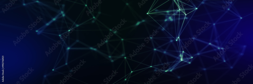 Poster Abstract futuristic - technology with polygonal shapes on dark blue background. Design digital technology concept. 3d illustration.