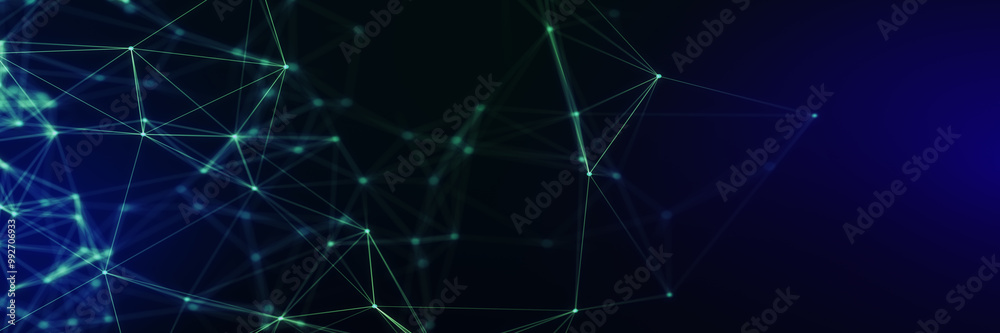 Poster Abstract futuristic - technology with polygonal shapes on dark blue background. Design digital technology concept. 3d illustration.