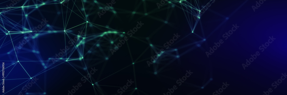 Aufkleber Abstract futuristic - technology with polygonal shapes on dark blue background. Design digital technology concept. 3d illustration.