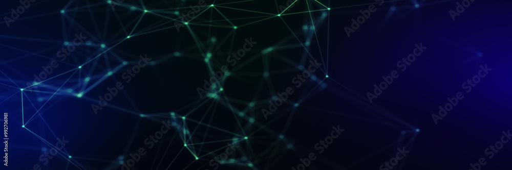 Poster abstract futuristic - technology with polygonal shapes on dark blue background. design digital techn