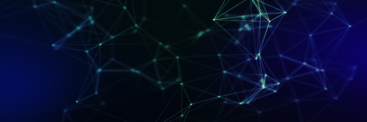 Obraz premium Abstract futuristic - technology with polygonal shapes on dark blue background. Design digital technology concept. 3d illustration.