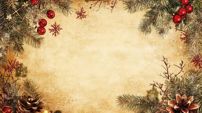 Vintage Christmas and New Year Card with Holiday Background