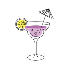 Martini cocktail icon. Simple martini icon with an umbrella and lemon slice for social media, app, and web design. Vector illustration