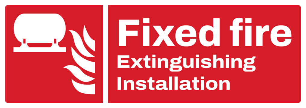 ISO fire prevention safety sign t ext variation_fixed fire extinguishing installationlandscape size 1/2 a4,a3,a2,a1