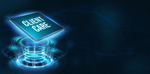 Customer Care Center. Client.  Business, Technology, Internet and network concept. 3d illustration