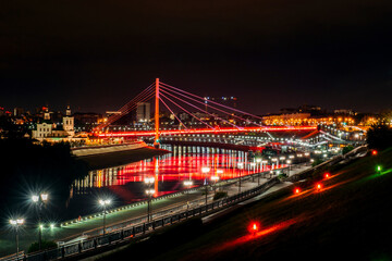 night view of the Bridge of lovers in Tyumen