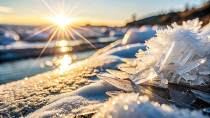 winter landscape with ice texture