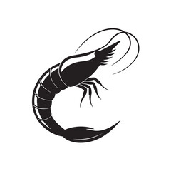 Curved Shrimp Fish Silhouette