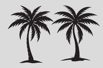 Summer palm tree vector and silhouette art