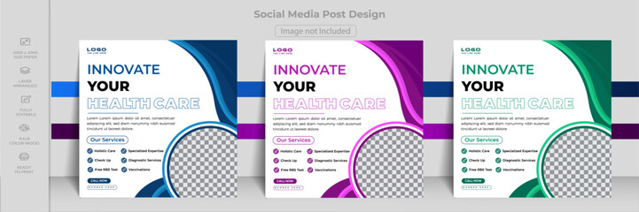 Social Media Post Design Templates, banner medical, marketing post.