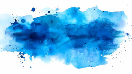 Obraz premium Abstract Watercolor Painting with Blue Hues and Splashes on a White Background