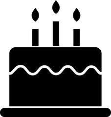 Obraz premium Cake icon. Symbol of the holiday. Festive cake with candle. Happy Birthday Concept. happy anniversary cake symbol in black filled style. Party surprise vector isolated on transparent background.