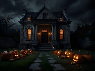 Haunted Halloween House with Decoration