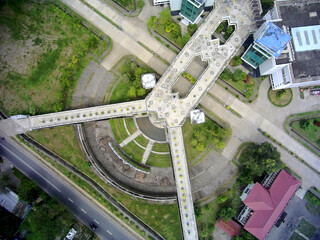 Aerial view of Building with beautiful bridge.