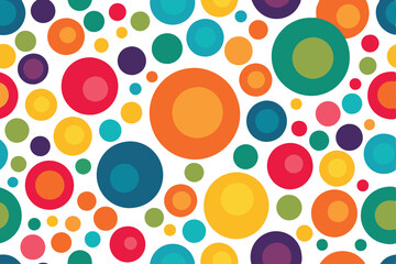 Abstract colorful random circles seamless pattern on white background