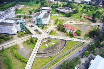 Aerial view of Building with beautiful bridge.
