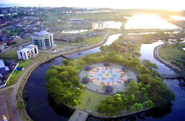 Aerial Photograpy - Natural Green Garden City. View drone