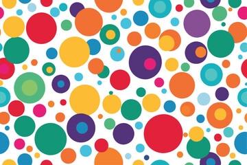 Abstract colorful random circles seamless pattern on white background