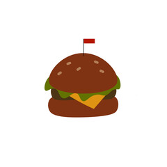 Hamburger vector illustration icon concept. Colored and black outline. Hamburger isolated on white background. Vector illustration, suitable for children's books