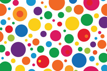 Abstract colorful random circles seamless pattern on white background