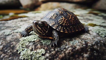 A turtle on the rocks