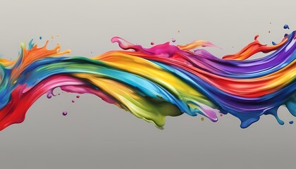 Fototapeta premium 飛沫を上げて波打つカラフルなインク 背景素材