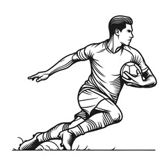 A line art player holding a ball