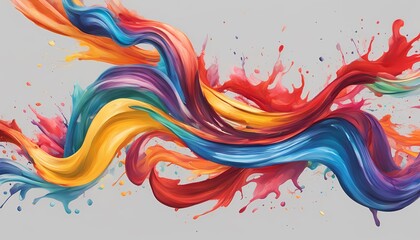 Fototapeta premium 飛沫を上げて波打つカラフルなインク 背景素材