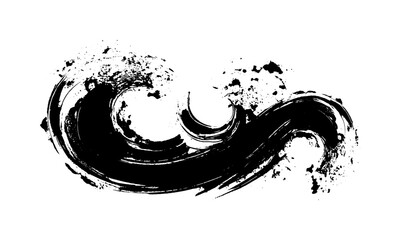 毛筆の波しぶき
