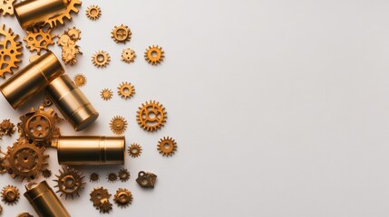 Asthma inhaler with steampunk elements, brass gears and pipes visible, isolated on white, intricate mechanical details, vintage industrial aesthetic