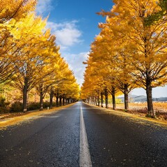 Fototapeta premium Landscape with ginkgo trees