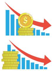 Coin Graph Down Value Exchange Decrease