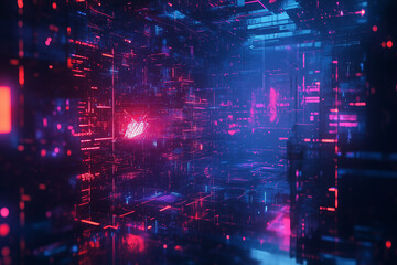 Fototapeta premium Futuristic Pulsing Circuits with Glowing Edges Evoke a Sense of High-Tech Dynamism and Energy