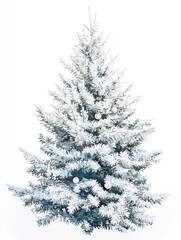 Fototapeta premium Winter Frost Christmas Tree: A 2D illustration of a Christmas tree with a frosty appearance, where the branches and ornaments are covered in a thin layer of frost