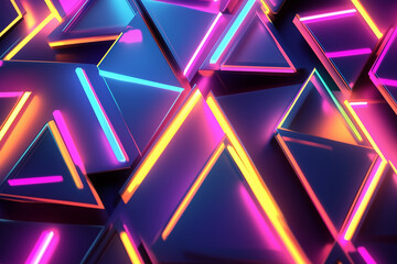 Neon Triangles Arranged in a Cyberpunk-Inspired Pattern Create a Bold and Futuristic Visual Statement