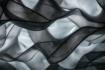 Obraz premium Intertwined Lines and Shapes Form an Intricate Mesh-Like Pattern, Evoking a Sense of Complex Beauty