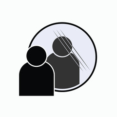 Reflection Icon.  Man in front of Mirror, Introspection Symbol for Design, Website, Presentation or App.  